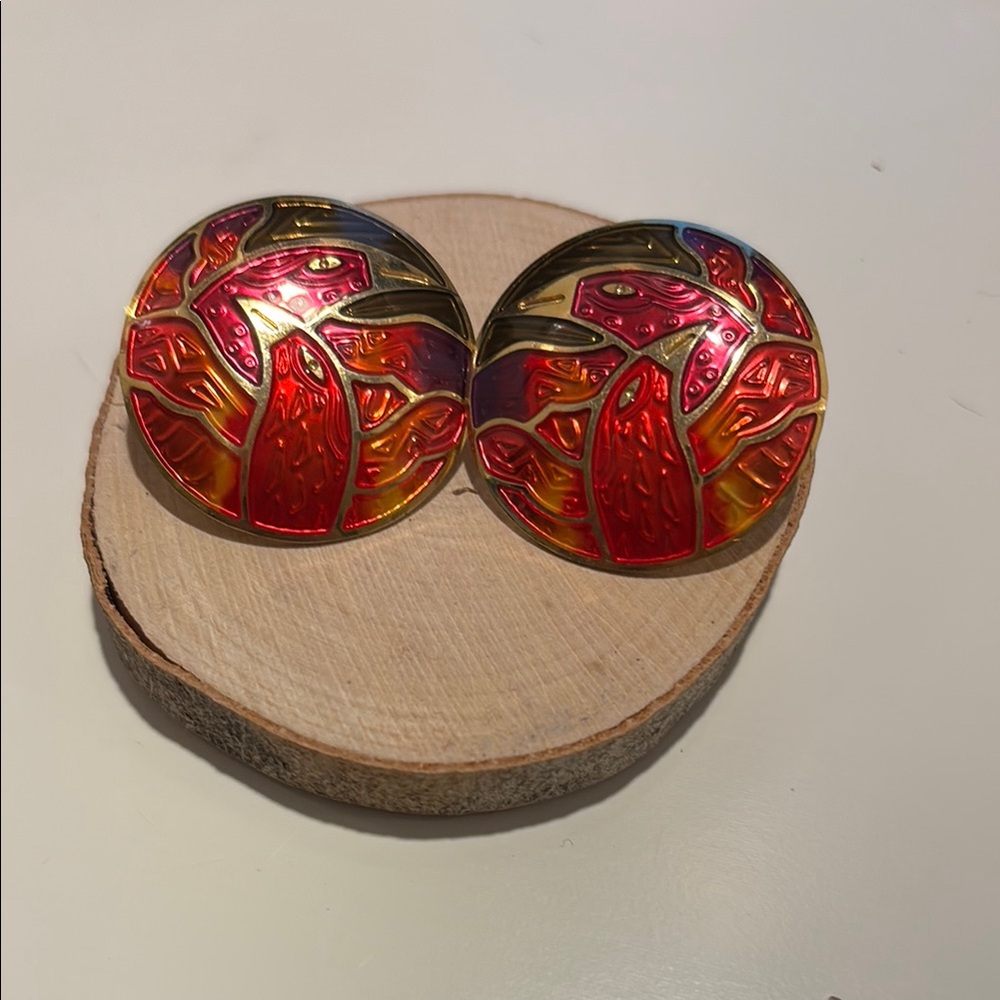 Vintage Berbel Elegant Red and Gold bird Earrings